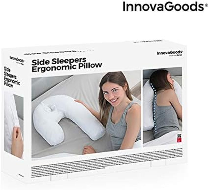 Innovagoods Ergonomisches U-förmiges Kissen für Seitenschläfer, ideal für die Schwangerschaft, fördert ruhiges Atmen, reduziert Schnarchen, Baumwolle und Polyester, weiß, 39 x 57 x 14 cm. Orthopädische Halskissen von Naty Shop