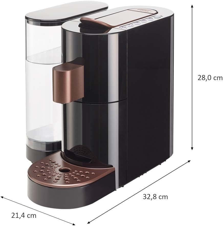 K-FEE TWINS II Kapsel-Espressomaschine für Kaffee, Tee und Kakao | Espressomaschine für große Tassen | Schnelles Aufheizen | 2,3 l Wassertank | 19 Takte | Schwarz-Kupfer