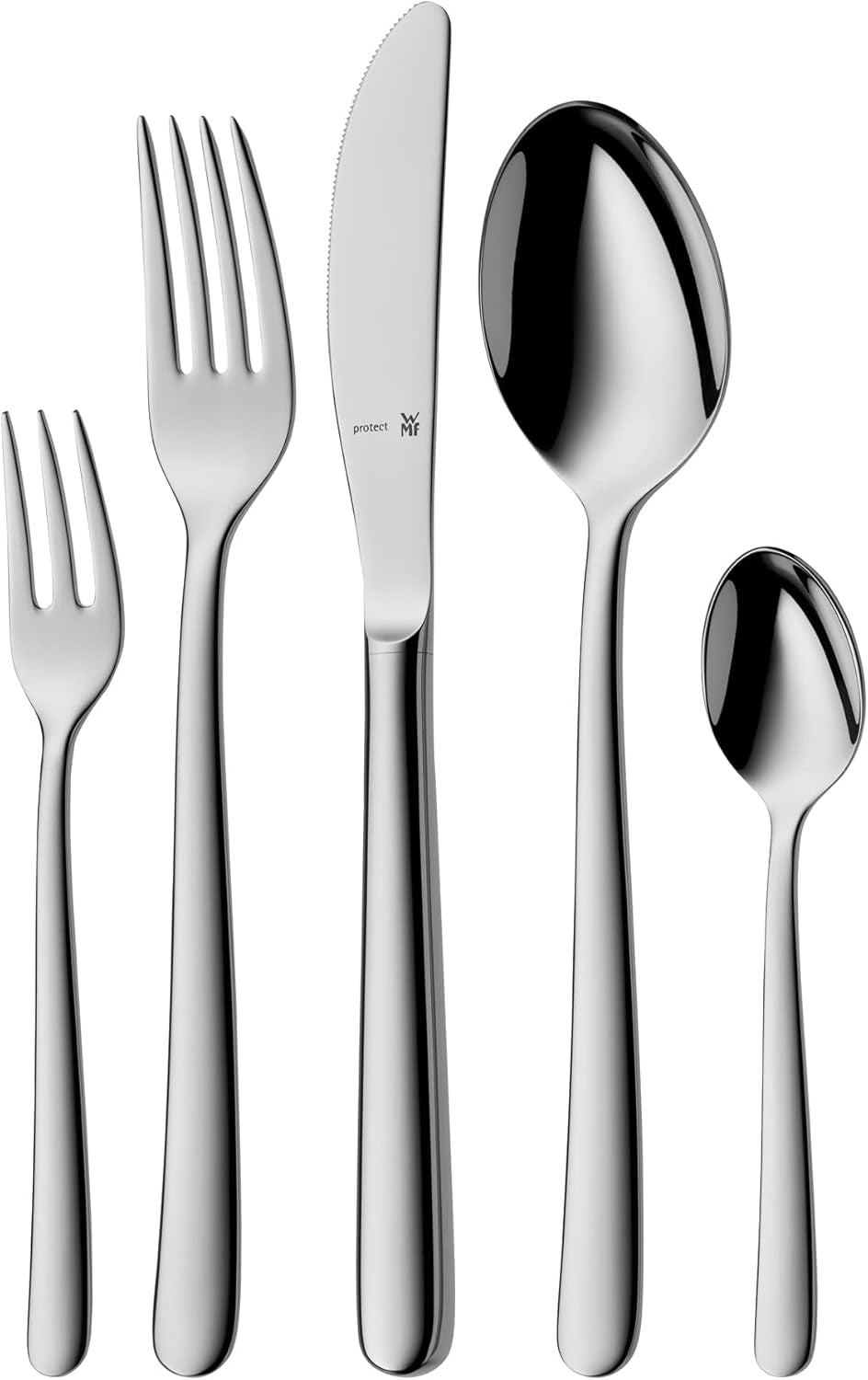 WMF Kult plus 6-Personen-Besteckset aus Edelstahl, 30-teiliges Besteckset mit Hohlgriff, Messer, Cromargan Protect, poliert, kratzfest, spülmaschinenfest, Naty Shop