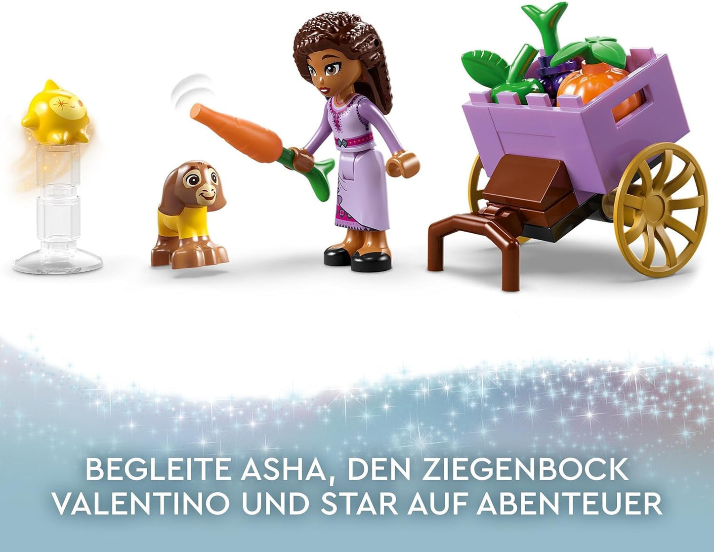 LEGO 43223 Disney Wish Asha in Rosas City, Wish-Filmset mit Markt, Asha-Minipuppe, Valentino als Spielzeugziege und Sternfiguren, Geschenk für Kinder ab 6 Jahren, Bausets für Mädchen und Jungen. Besuchen Sie den LEGO-Store