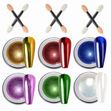 Wahrshei 6 Chrome Nail Powder, Chrome Pulver Nägel Mit Spiegeleffekt, Laser Chrome Puder, Pearl Effect Powder Für Glazed Donut Nails