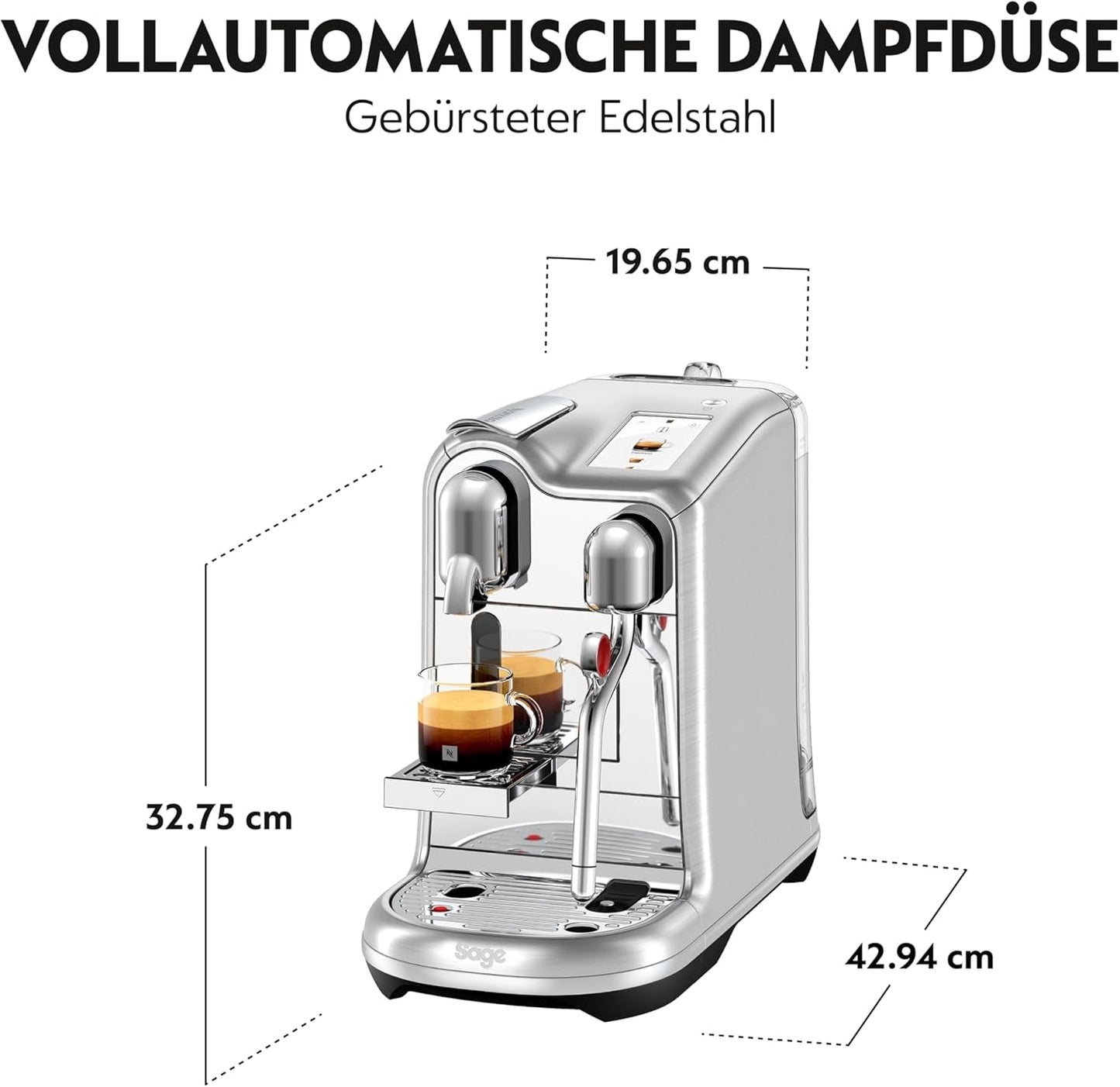 Sage Nespresso Creatista Pro Espressomaschine, Edelstahl, gebürsteter Edelstahl
