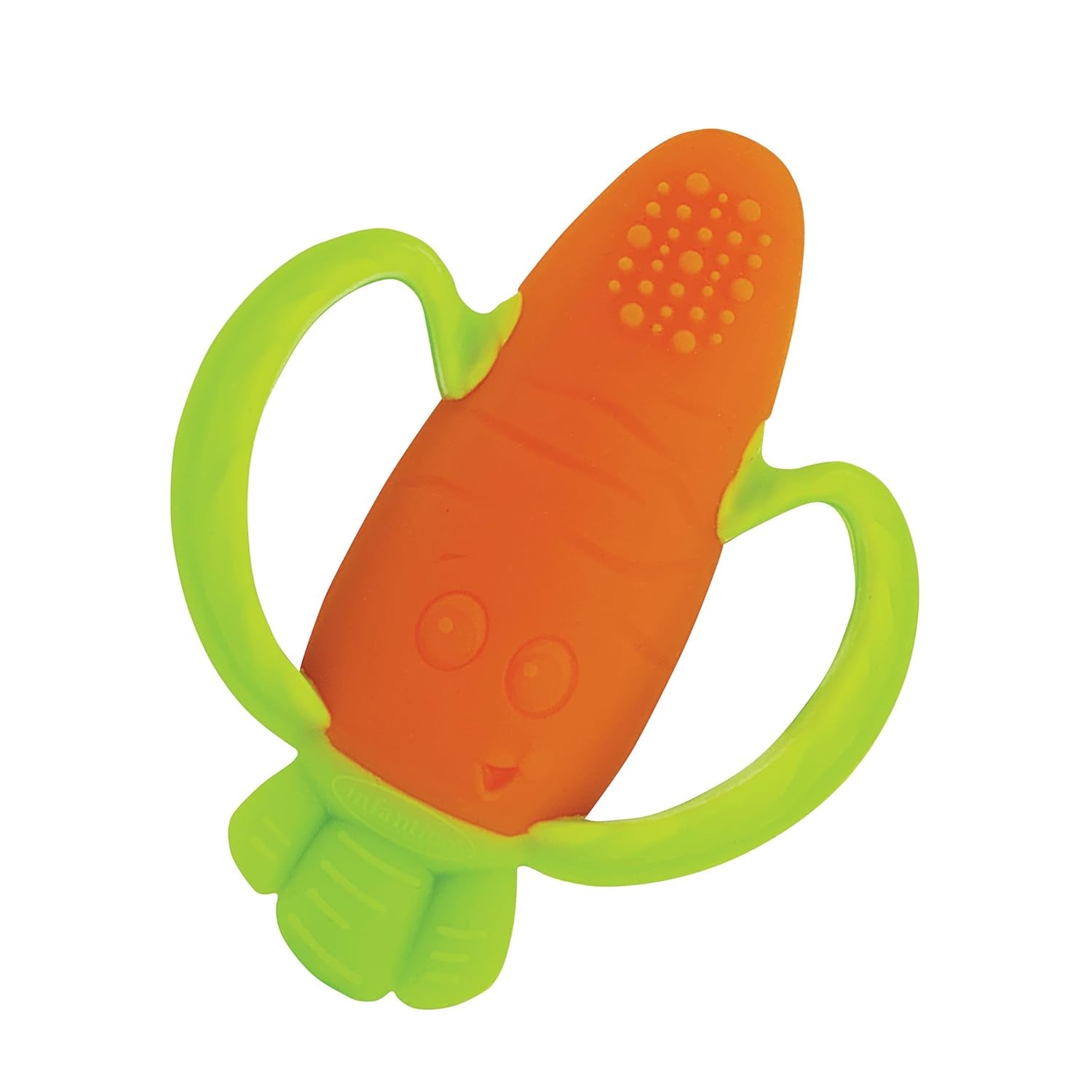 Infantino Lil' Nibbles, Beißring aus strukturiertem Silikon, BPA-freies Baby-Beißspielzeug, weich, leicht zu halten, sensorische Stimulation für Kleinkinder, Karotte