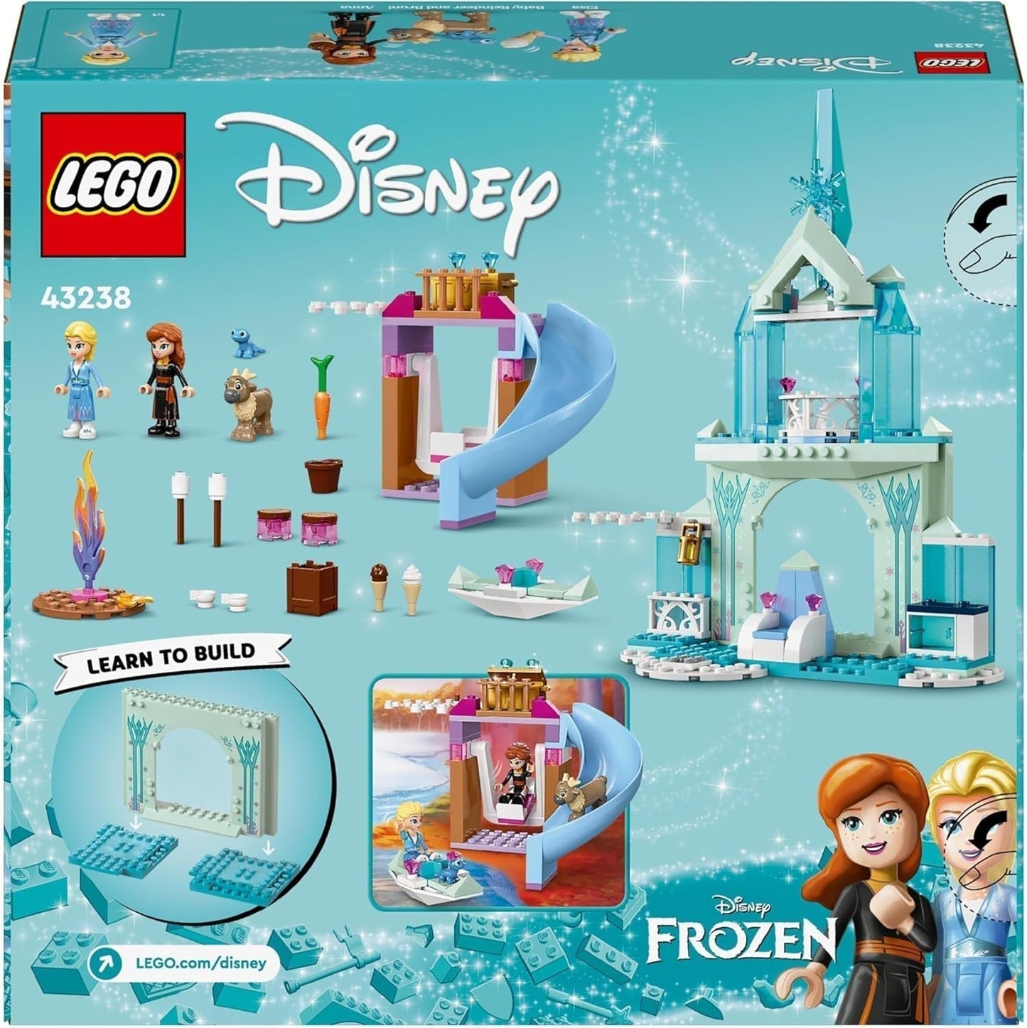 LEGO Disney Frozen Elsas Eispalast, Schloss der Eiskönigin, Prinzessin ELSA und Anna Puppenspielzeug, plus 2 Tierfiguren, tolles Geschenk für 4-jährige Mädchen und Jungen 43238 Bausets Besuchen Sie den LEGO-Store
