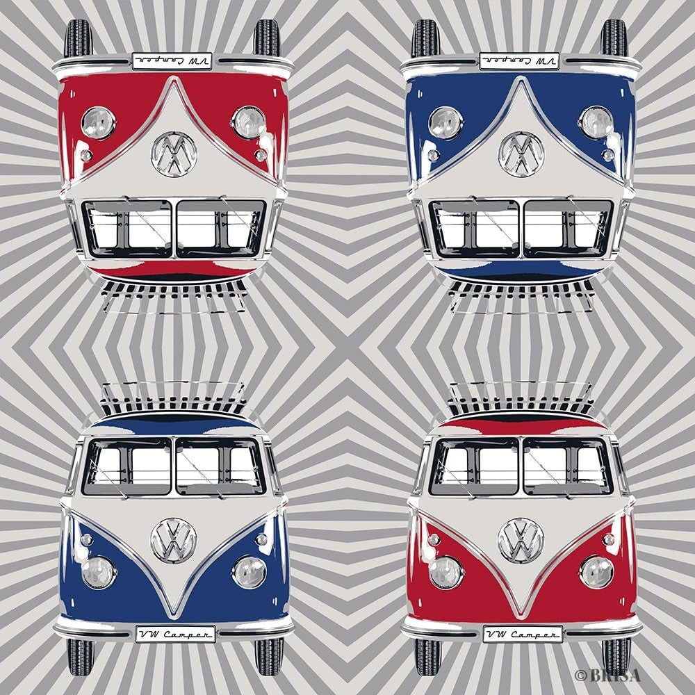 BRISA VW Collection – T1 Bus Volkswagen Tischservietten (Samba-Streifen/Rot/3-lagig)