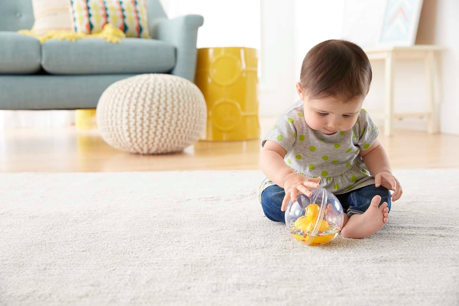 Fisher-Price WaterMates Ducky Ball, lustige Ente im Konfettiball, Babyspielzeug, Spielball, Badespielzeug, ab 3 Monaten, 75676 Babyspielzeug Naty Shop