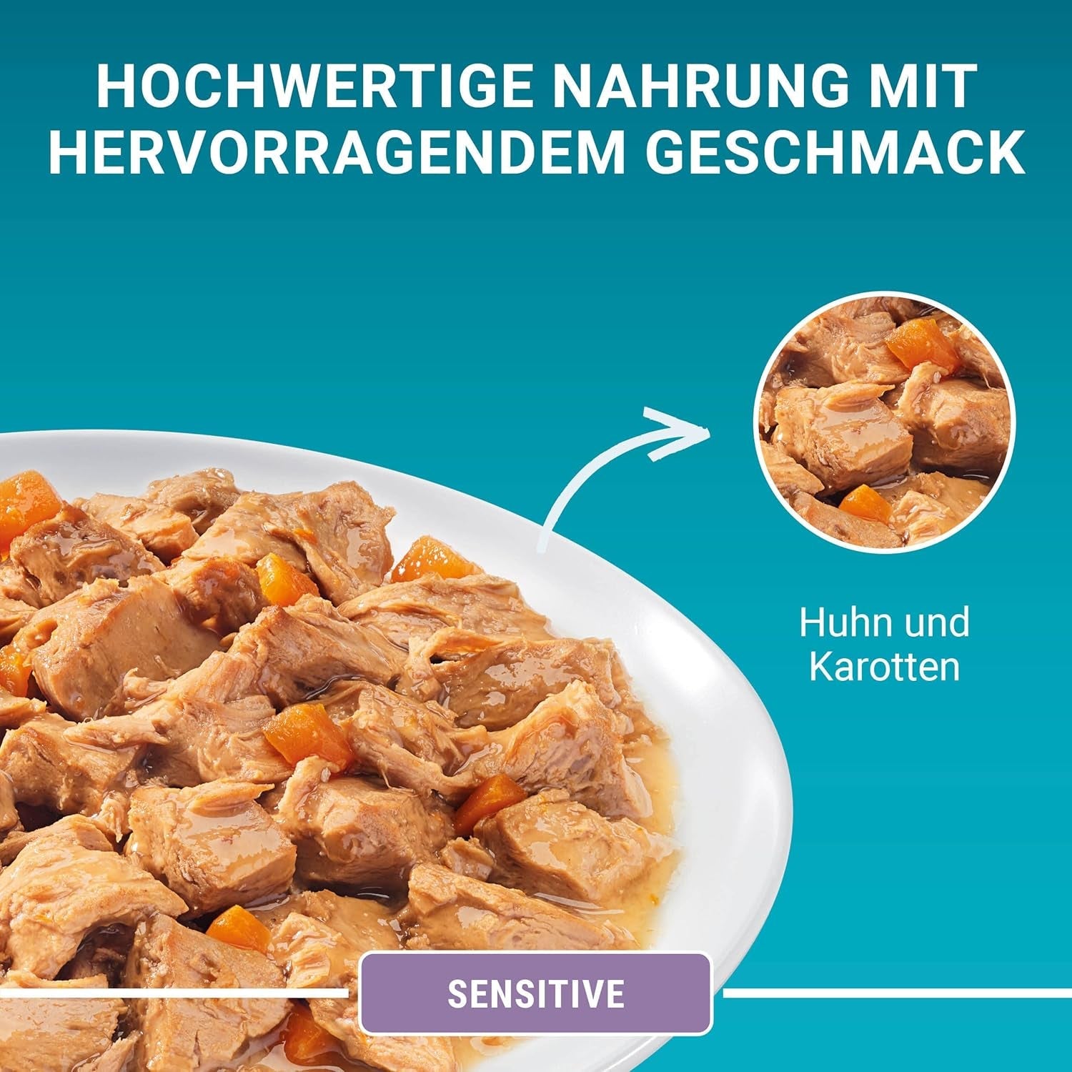 PURINA ONE Sensitive Nassfutter für Katzen, zarte Stücke in Hühnersauce, 26er Pack (26 x 85g)