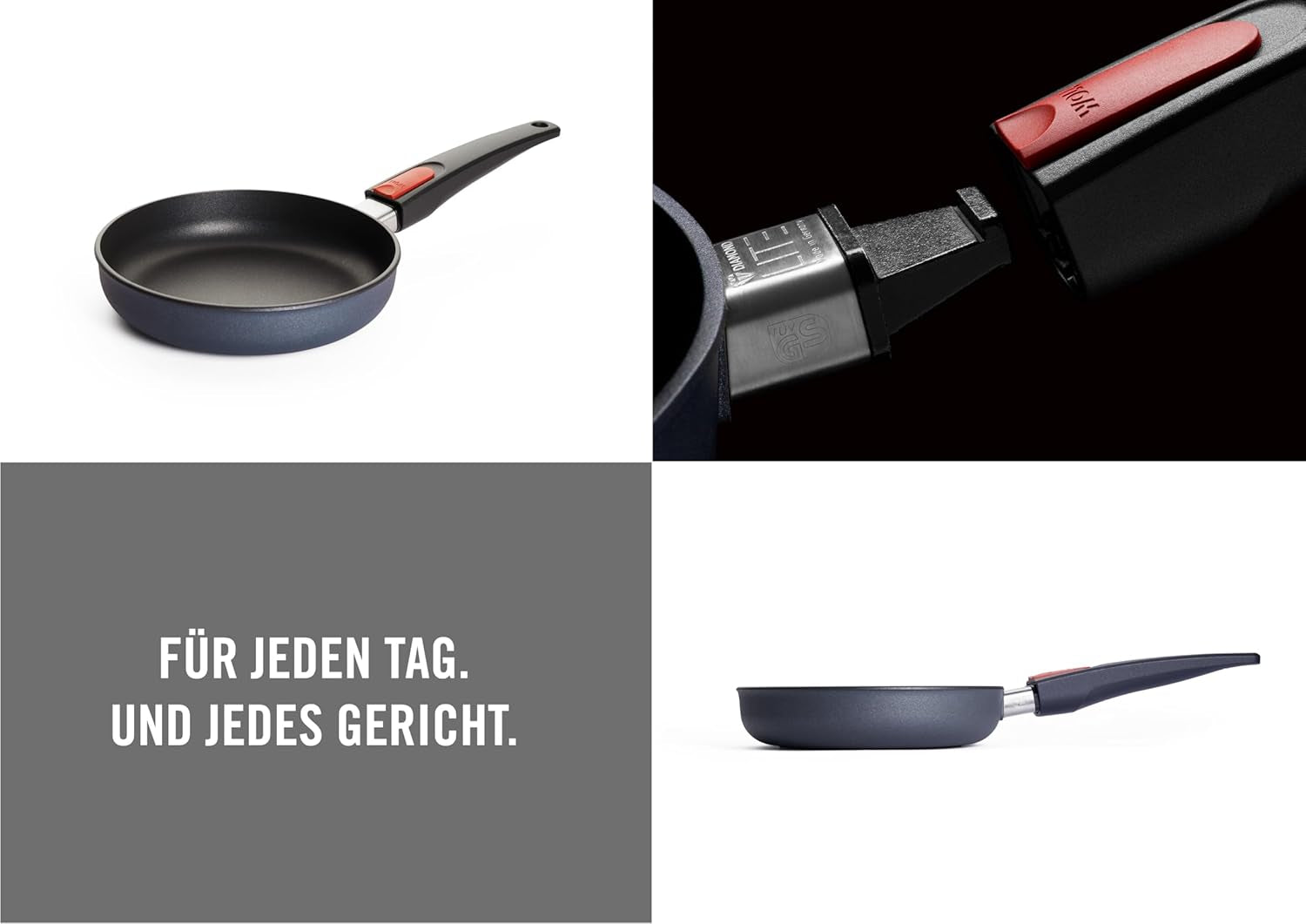 Woll Diamond Lite flache Pfanne - Induktion -, Ø 20 cm, 5 cm Höhe, mit abnehmbarem Griff - für alle Herdarten geeignet, Aluminiumguss, antihaftbeschichtete Töpfe und Pfannen Naty Shop