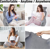 Lesekissen für Erwachsene im Bett, 90 x 80 cm (B x H), extra große Rückenlehne zum Lesen mit abnehmbarer Nackenstütze und Stützarm, bequemes Lesekissen für Bett, Sofa oder Bodenrückenlehne