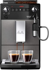 Melitta Avanza – Espressovollautomat mit Milchsystem, Espressomaschine mit Mahlwerk und extra großem Wassertank (1,5 l) für z.B. Cappuccino oder Espresso, Mystic Titan