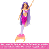 BARBIE Meerjungfrau-Puppe – inspiriert von der TV-Serie „Barbie: Hidden Magic“ mit Farbwechseleffekt und Zubehör, 19 cm lange rosa Haare zum Stylen, für Kinder ab 3 Jahren, HRP97