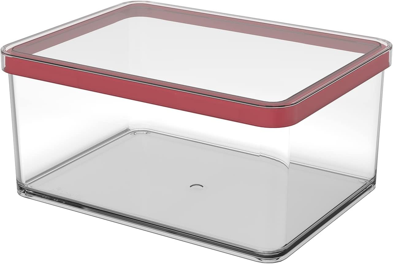 Rotho Loft Set mit 5 Vorratsdosen mit Deckel, verschiedene Größen, BPA-freier Lebensmittelkunststoff (PP), transparent/rot, (21,4 x 21,4 x 23,5 cm). Naty Shop Frischhaltedosen 2,25 l breit