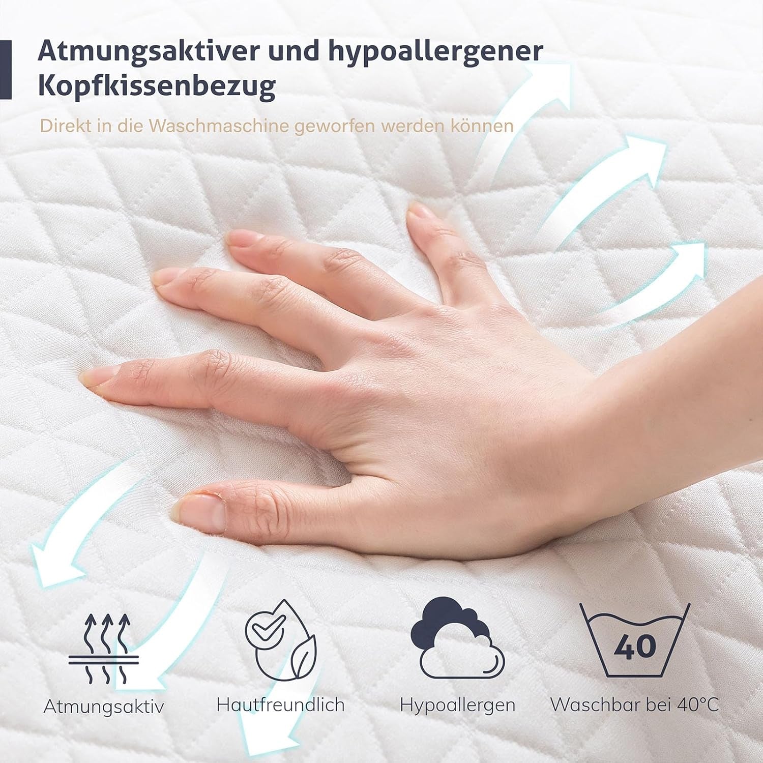 EGO HOME Memory-Schaum-Kissen 40 x 80 cm mit geschreddertem Memory-Schaum – Atmungsaktives, ergonomisches Nackenstützkissen für Seiten-, Rücken- oder Bauchschläfer – Öko-Tex-zertifiziert – Bezug waschbar