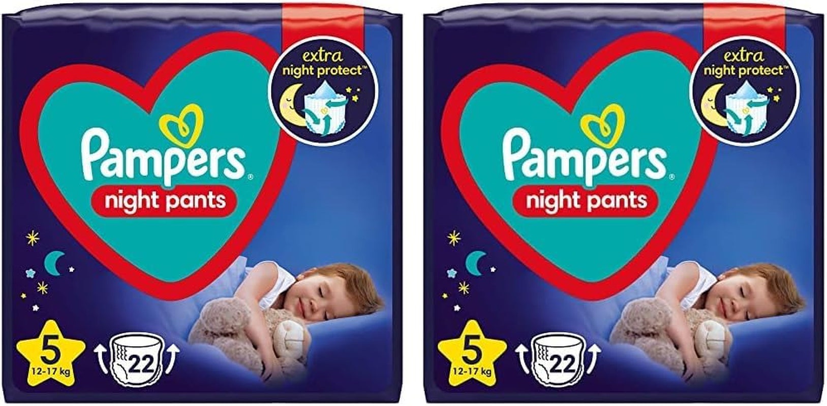 Night Pants Windeln (alte Version), Größe 5, 22 Stück, 12kg-17kg (2er Pack)