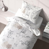 Kinderbettwäsche, Fuchs, Eule und Waldtiere, 100 % Baumwolle. Bettwäsche – Kinder Naty Shop