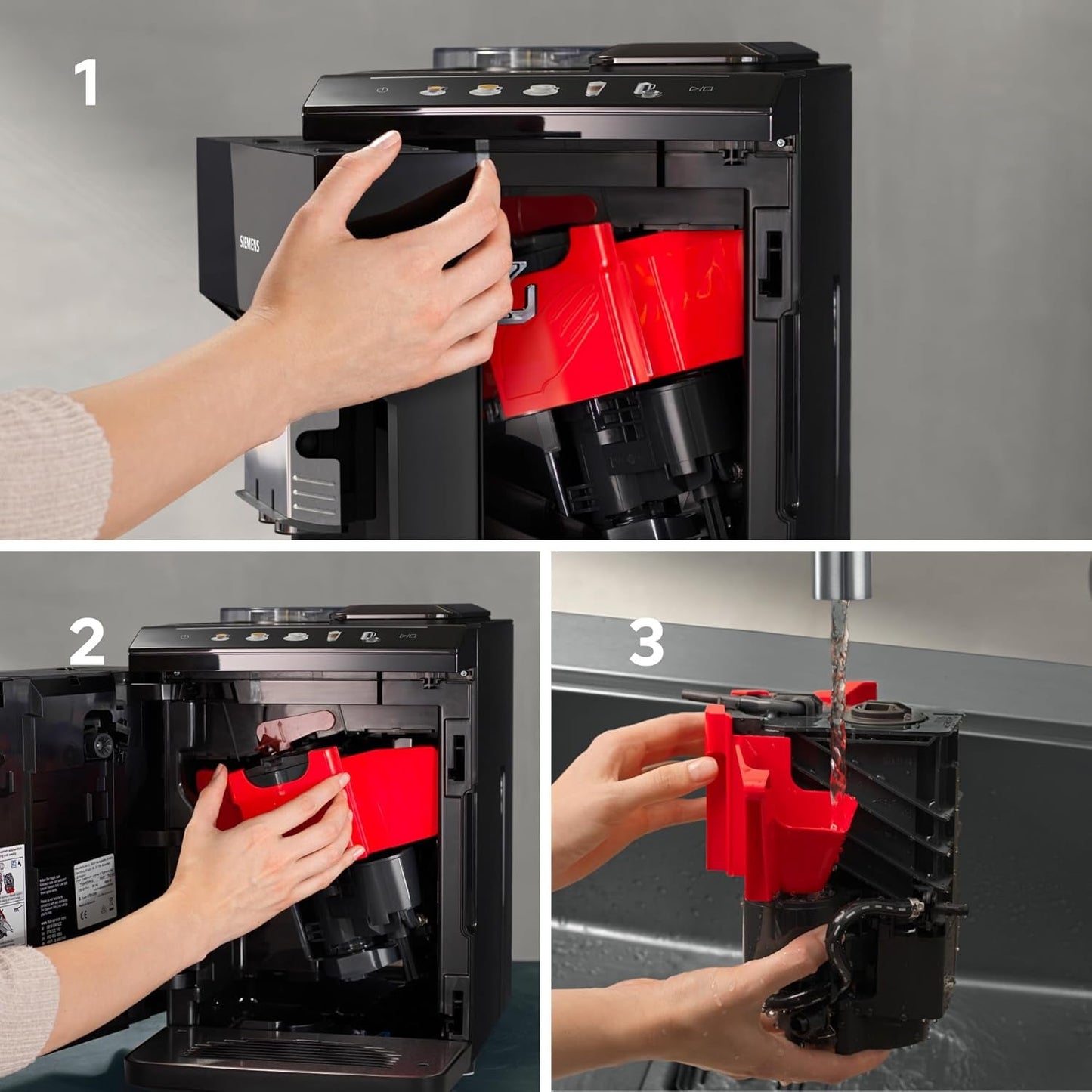Siemens EQ500 klassische automatische Espressomaschine, TFT-Farbbildschirm, 5 Kaffee- und Milchsorten, Doppeltassenfunktion, einfache Reinigung, abnehmbare Brüheinheit, mit Milchschlauch, schwarz, TP511E19