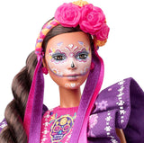 2022 Día De Muertos Barbie-Puppe mit gerüschtem Trachtenkleid, Blumenkranz und Calavera-Gesichtsbemalung, Geschenk für Sammler