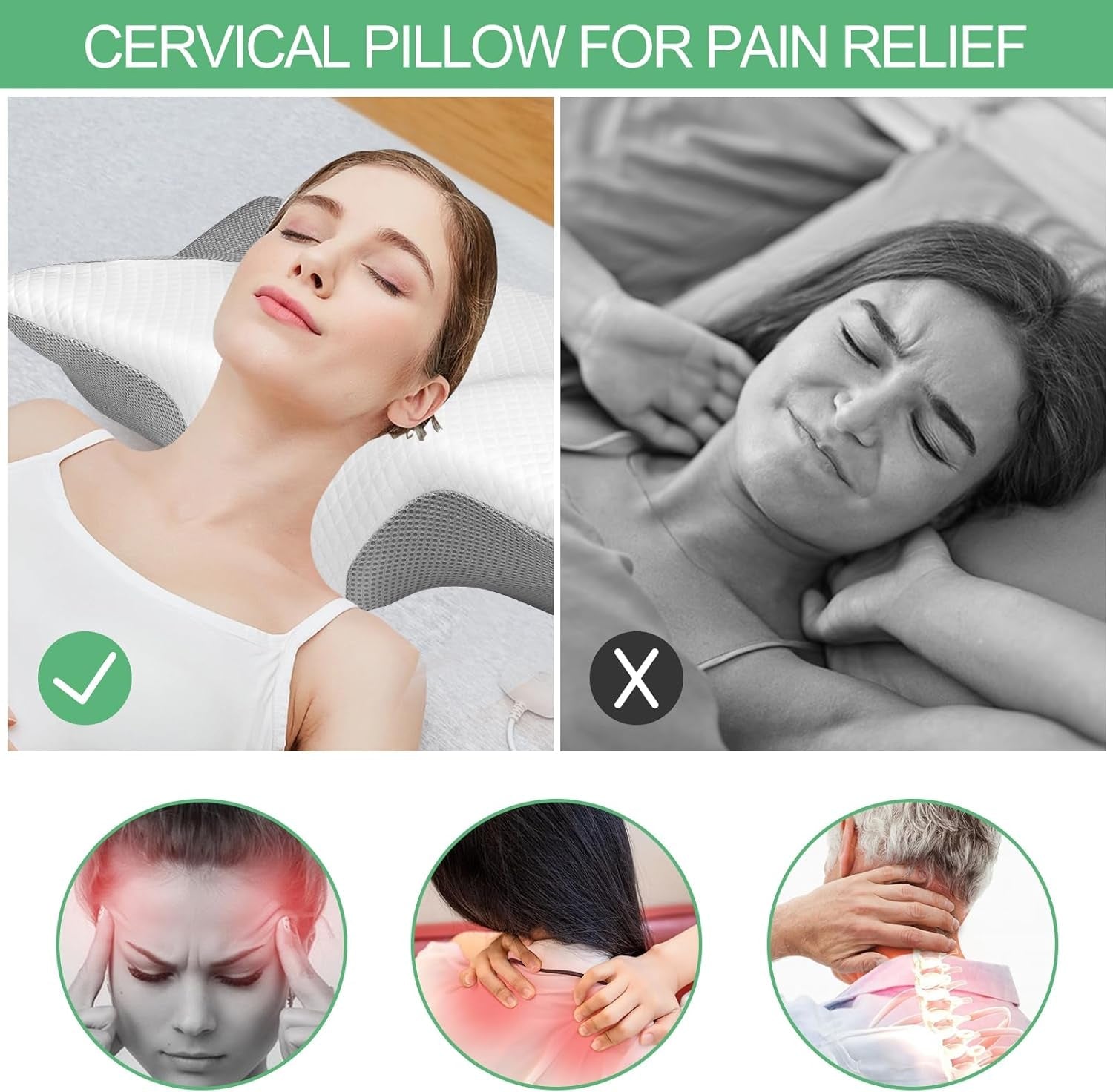 Orthopädisches Kissen, Nackenschmerzkissen, Memory-Schaum-Kissen, orthopädisches Nackenkissen, orthopädisches Schlafkissen, orthopädisches Nackenstützkissen, Anti-Schnarch-Kissen, Teile für zervikale orthopädische Kissen, Naty Shop