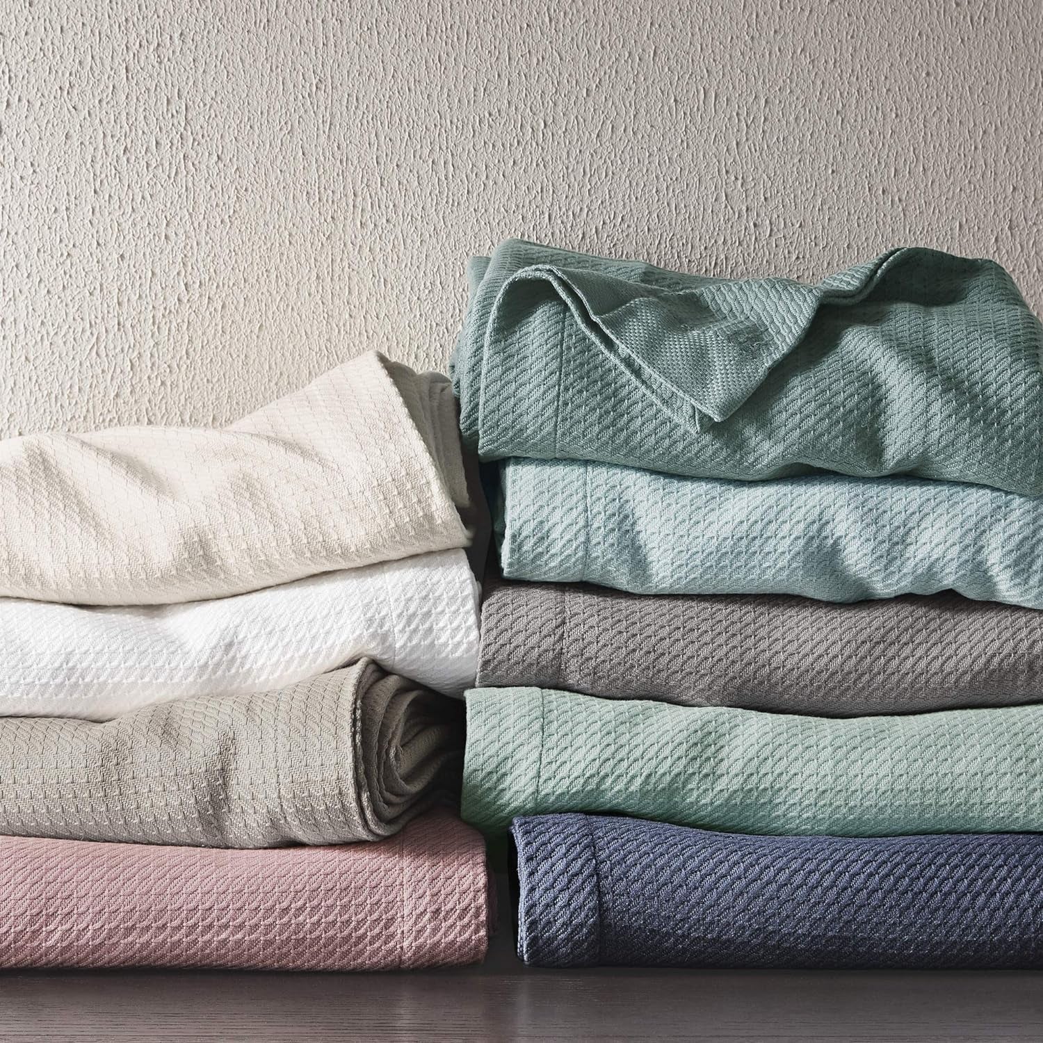 Madison Park, 100 % ägyptische Baumwolle, atmungsaktive Bettdecke, Premium-Strick, Luxus-Saison, leichter Bezug für Bett, Sofa und Couch, Doppelbett/Queensize-Bett, Rosa, Naty Shop Bettdecken und Steppdecken