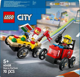 LEGO City Pizza Lieferwagen Vs. Pizza Truck – Seifenkistenspielzeug für Mädchen und Jungen ab 5 Jahren – Bauset mit 2 Fahrer-Minifiguren – Geburtstags- und Weihnachtsgeschenk 60458 Bausets Besuchen Sie den LEGO-Store