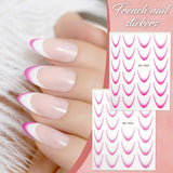 12 Stück French Tip Nagelsticker Selbstklebend Bunte French Nails Schablone Nagelaufkleber Nail Art Sticker Nageldesign DIY Nägel Zubehör(12 Farben)
