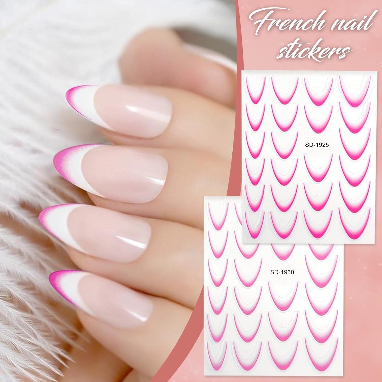 12 Stück French Tip Nagelsticker Selbstklebend Bunte French Nails Schablone Nagelaufkleber Nail Art Sticker Nageldesign DIY Nägel Zubehör(12 Farben)