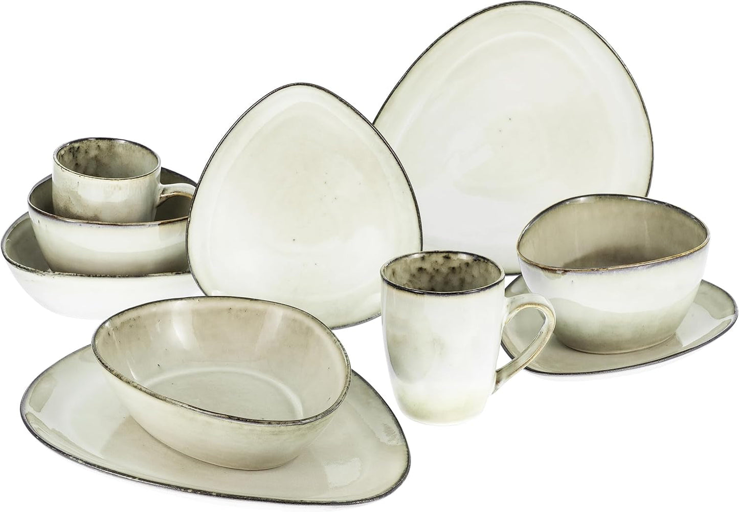 CreaTable, 23769, Serie CLOUDY, Sand, 10-teiliges Tafelservice, Kombiservice aus Porzellan, spülmaschinen- und mikrowellengeeignet, hochwertige Herstellung