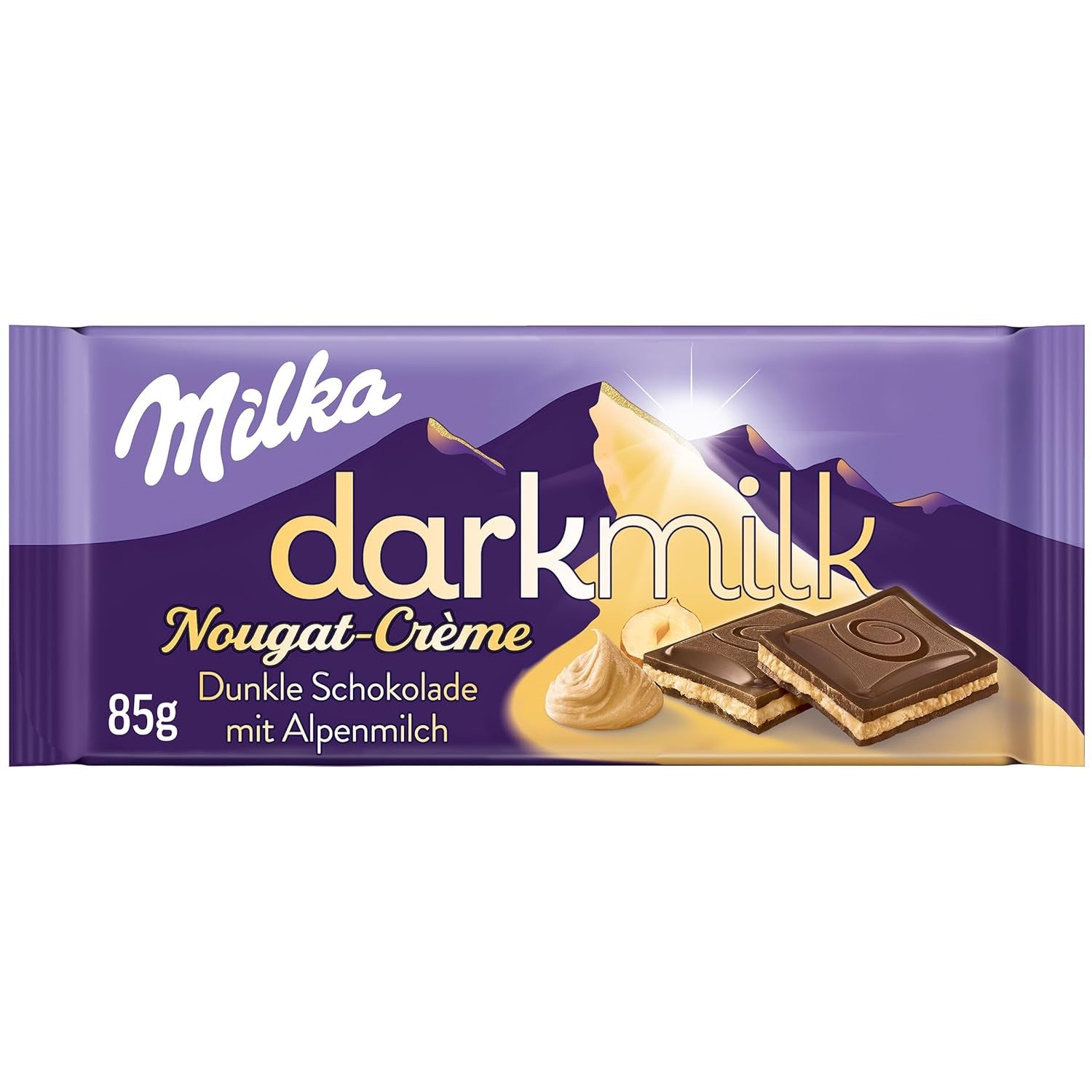 Milka Black Milk – Alpenschwarze Schokolade mit Milch- und cremiger Nougatfüllung – 85g