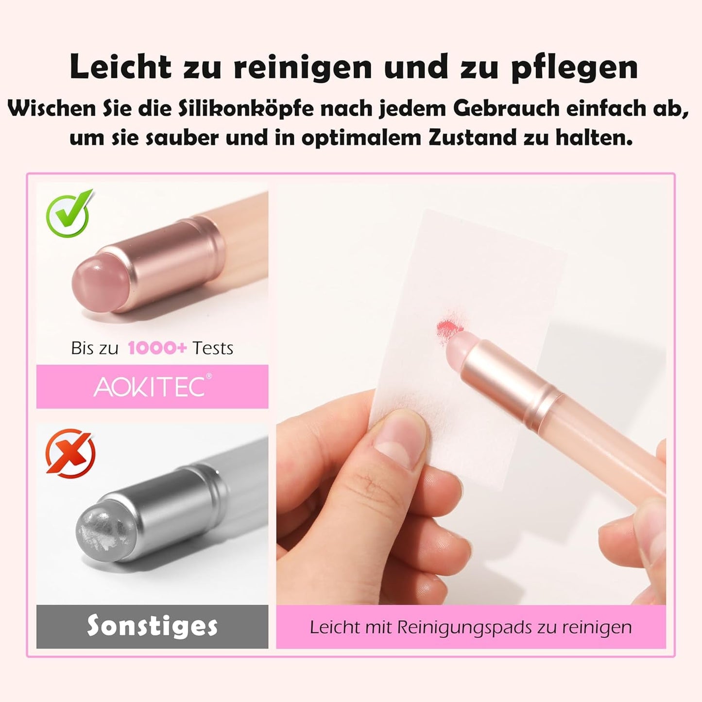 Aokitec 14 Stück Silikon Tool Nägel Pinsel Für Gel Naillack UV, Wiederwendbare Gel Pinsel Für UV Naillack Chrome Nail Powder, Nail Art Zubehör Für Ombre Blush Mirror Effekt, Nägel Selber Machen