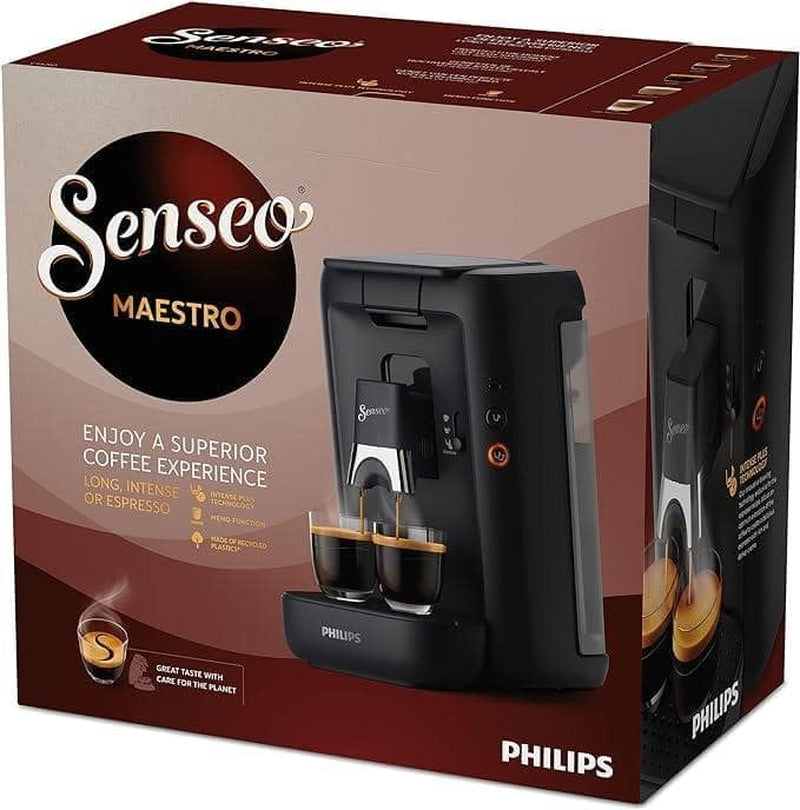 PHILIPS Senseo Maestro Kapsel-Espressomaschine – Intense Plus-Technologie, hochwertiger Espresso, ökologisches Design, 1,2 l Wassertank, Memo-Funktion, Entkalkungsanzeige (CSA260/60)