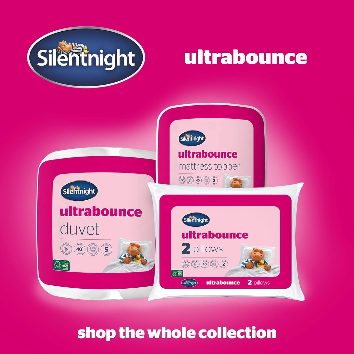 Silentnight Ultrabounce-Kissen, Weiß, Mikrofaser, Weiß, 2er-Pack Naty Shop Standard-Kissen