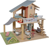 Eichhorn - Puppenhaus mit Zubehör - inkl. Möbel und 3 Figuren, zerlegt, Holz, 25 Teile, 53x36x44 cm, ab drei Jahren