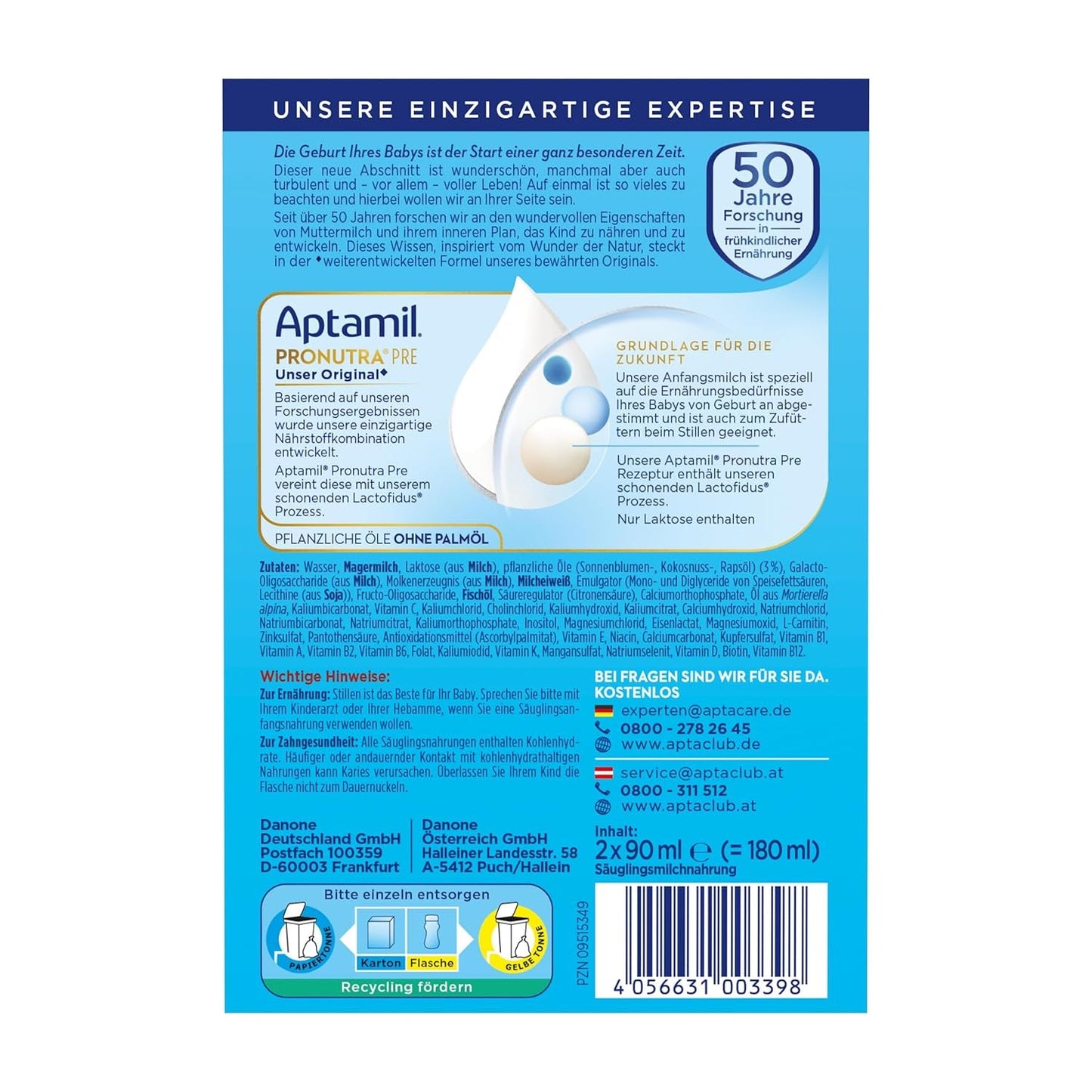 Aptamil Pronutra-ADVANCE PRE, trinkbar, 4x2x90ml (Packung mit 4)