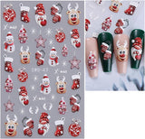 JMEOWIO Nagelsticker Weihnachten 6 Blatt Nail Art Sticker Selbstklebend Nagelaufkleber Schneeflocke Winterurlaub Niedliche Dekoration Nageldesign Zubehör