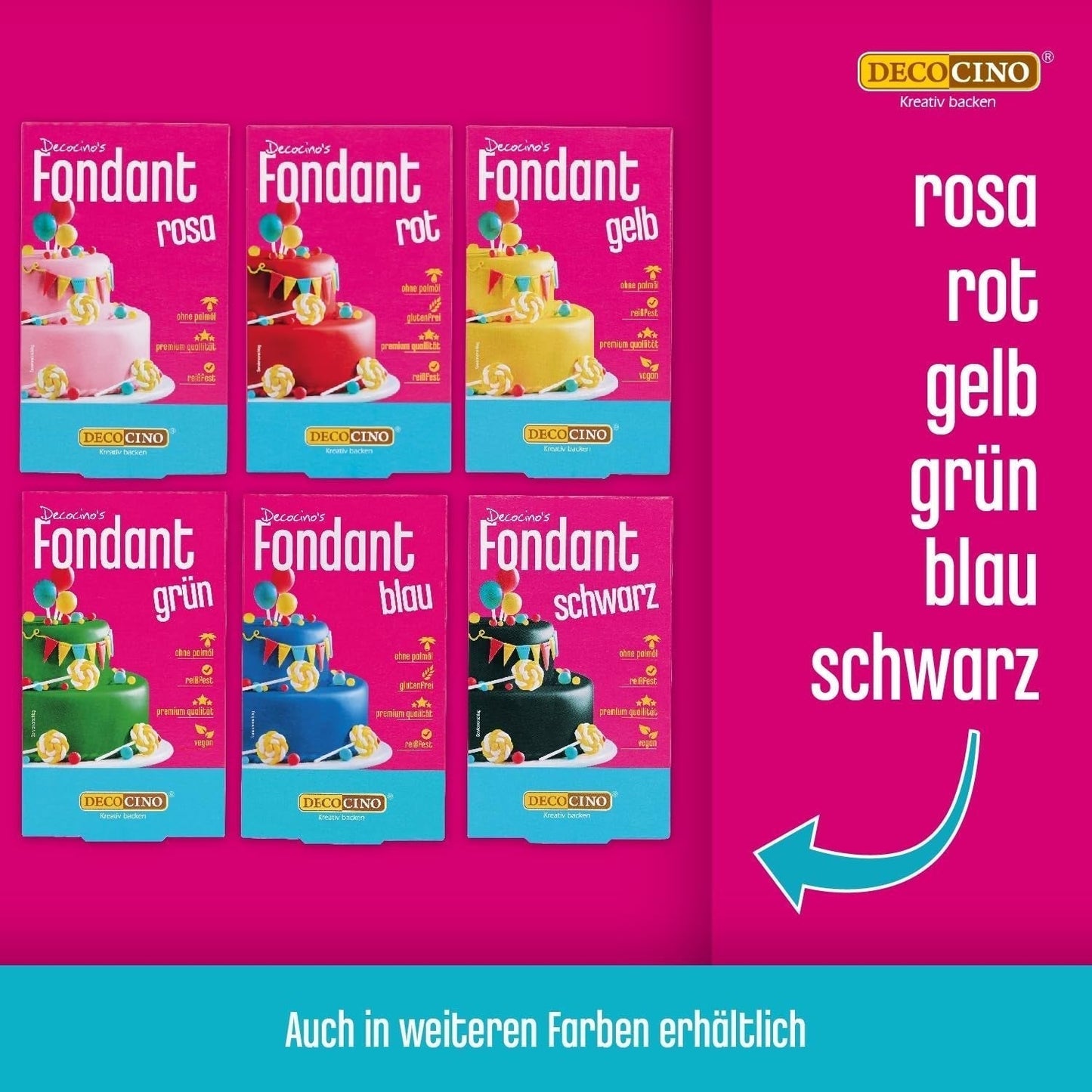 DECOCINO weiße Rollfondantdecke – 300 g – gebrauchsfertige Fondantdecke zum Abdecken und Dekorieren von Kuchen und Cupcakes – glutenfrei und vegan (2er-Pack) Naty Shop Zuckerpaste