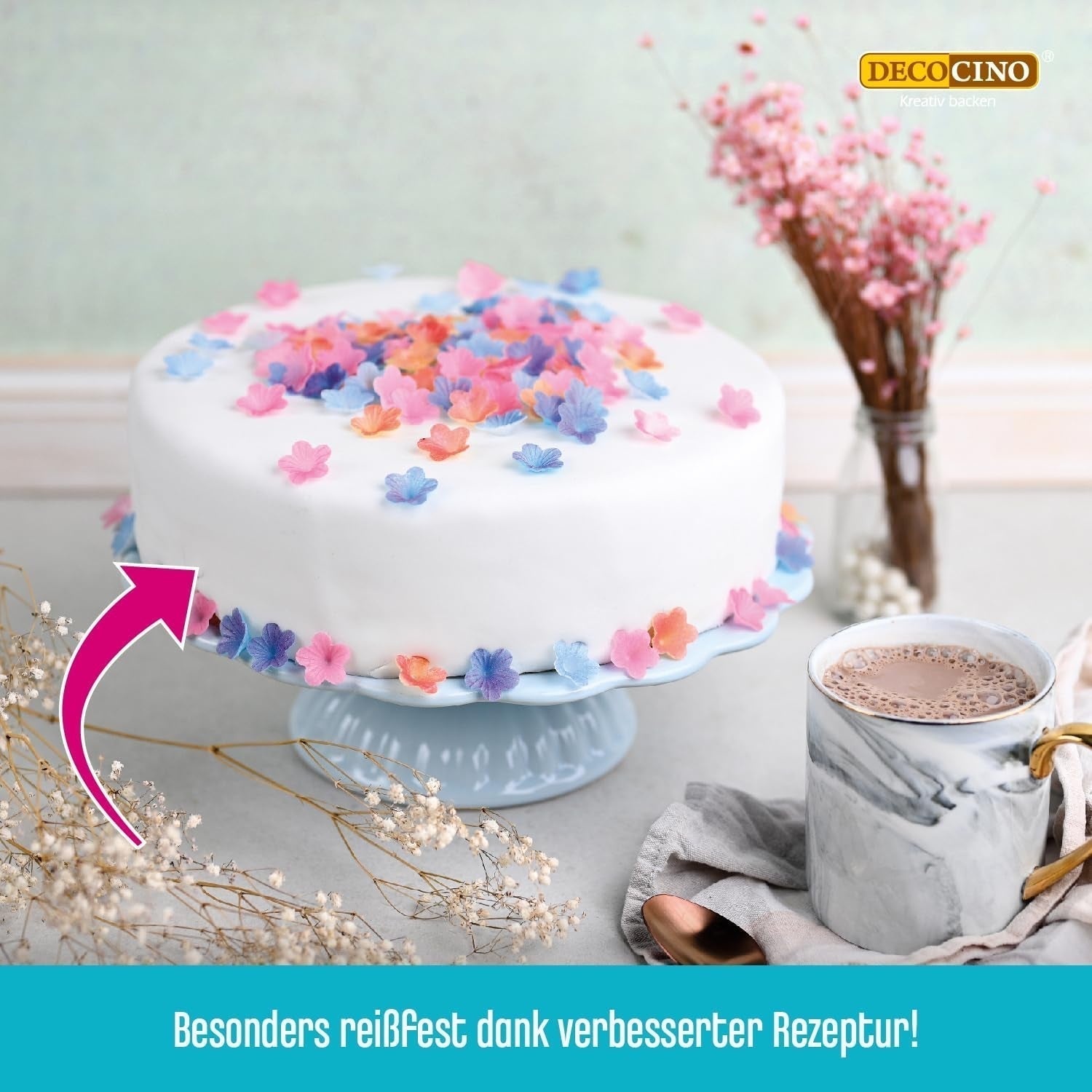 DECOCINO weiße Rollfondantdecke – 300 g – gebrauchsfertige Fondantdecke zum Abdecken und Dekorieren von Kuchen und Cupcakes – glutenfrei und vegan (2er-Pack) Naty Shop Zuckerpaste