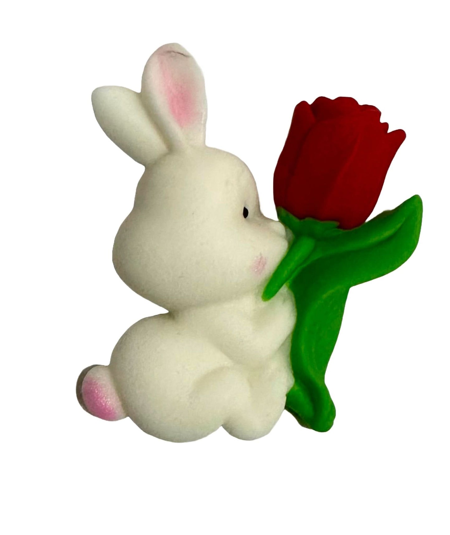 Essbare Zuckerdekoration, Hase mit roter Tulpe. Dekorationen von Sugar Paste Nati Shop