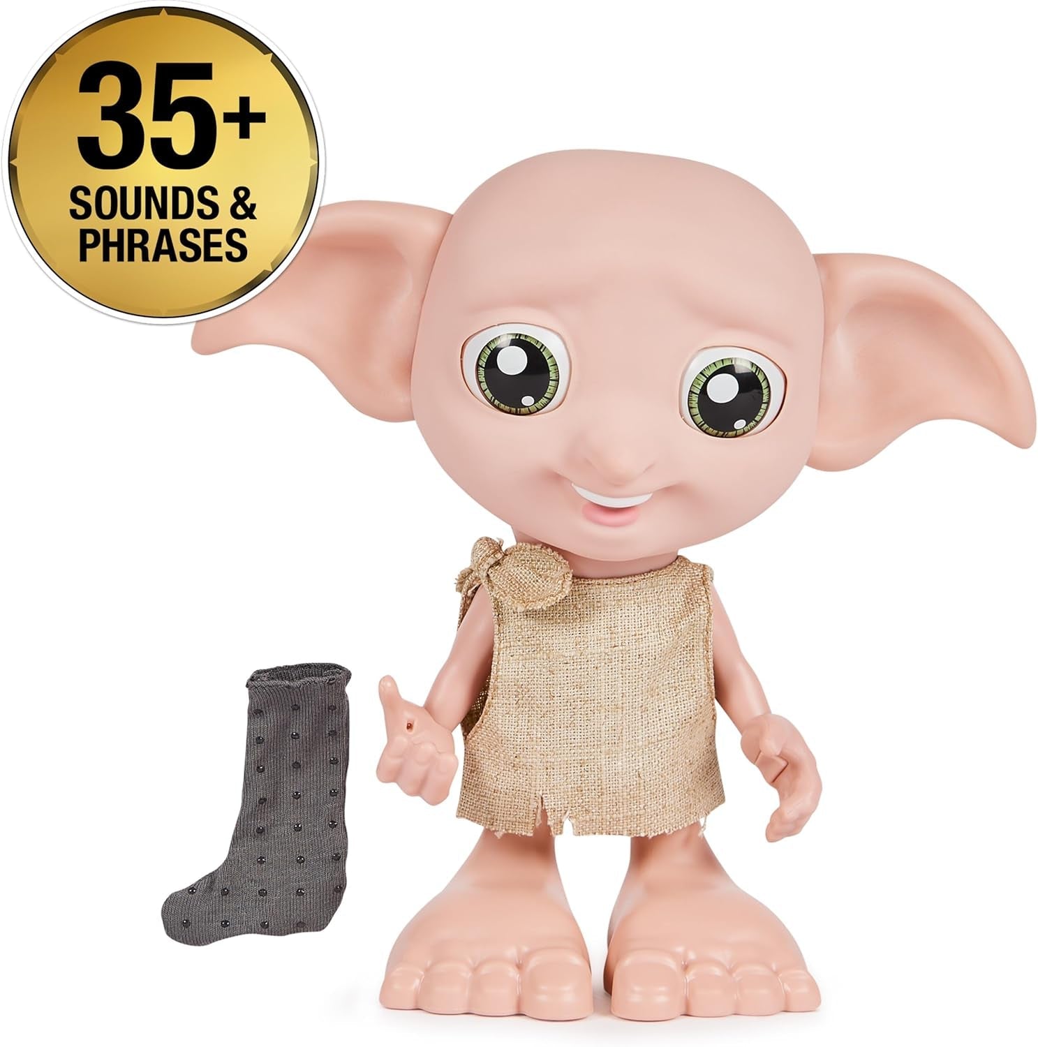 Spin Master 6067280 Wizarding World Harry Potter Magische interaktive Dobby-Elf-Sockenpuppe, 30+ Geräusche und Sätze, 21,6 cm, Kinderspielzeug, Schwarz