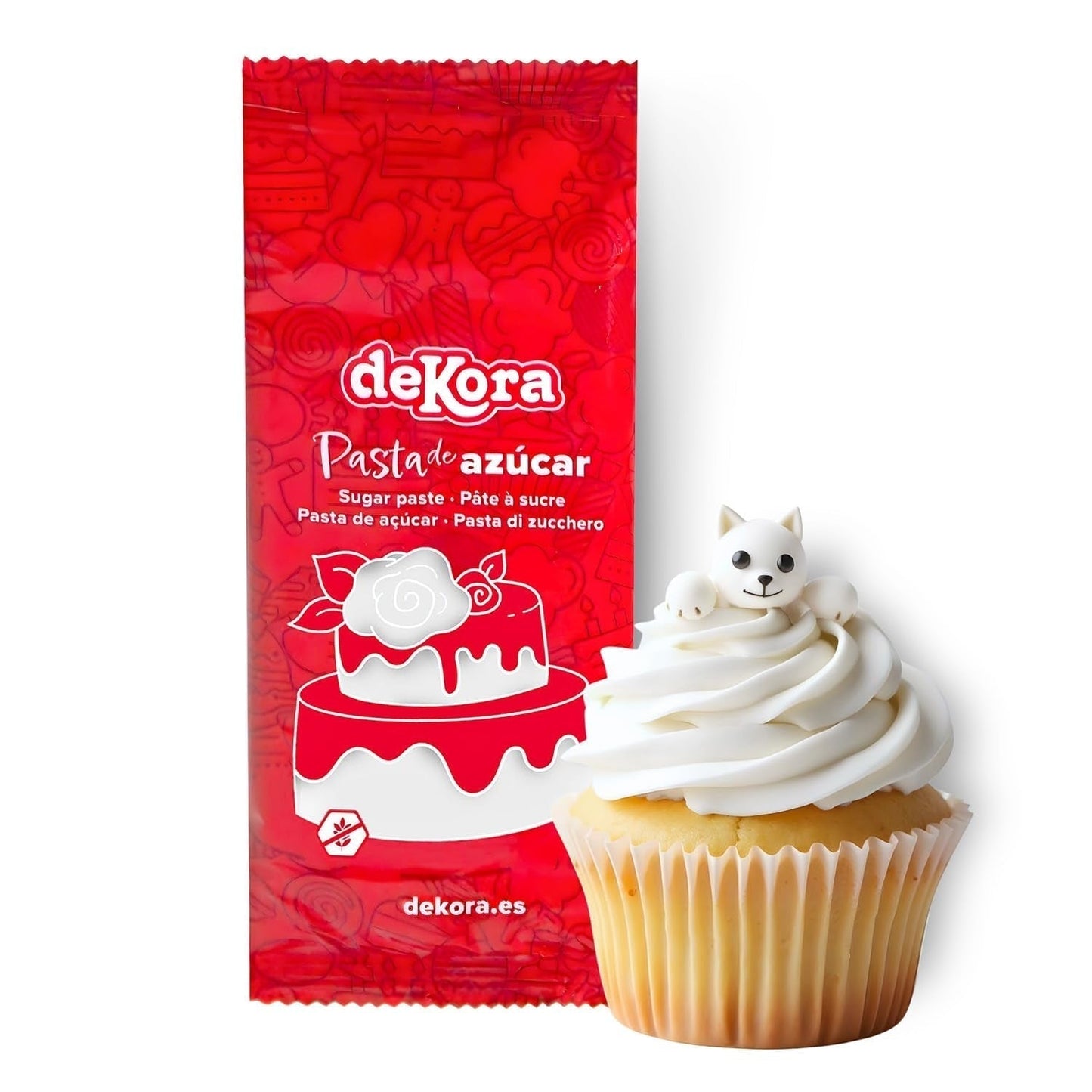 Dekora – Weißer Zuckerpastenfondant 150 g – Perfekt für Kuchen und Backdekorationen – Gluten- und laktosefrei – Vanillegeschmack – Weich, flexibel und leicht zu formen für kreative Dekorationen Naty Shop Weißer Zuckerpaste