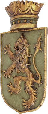 Design Toscano Mittelalterlicher Schild Vertikaler Löwe, Wandskulptur Statuetten und Skulpturen Naty Shop
