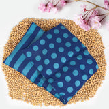 Kirschkernkissen mikrowellen- und ofenfest - Blau mit Streifen und Punkten I Handgefertigt I Hergestellt in Deutschland I Ca. 20 x 60 cm I Öko-Tex-Baumwolle I Nackenkissen Zervikale orthopädische Kissen Naty Shop