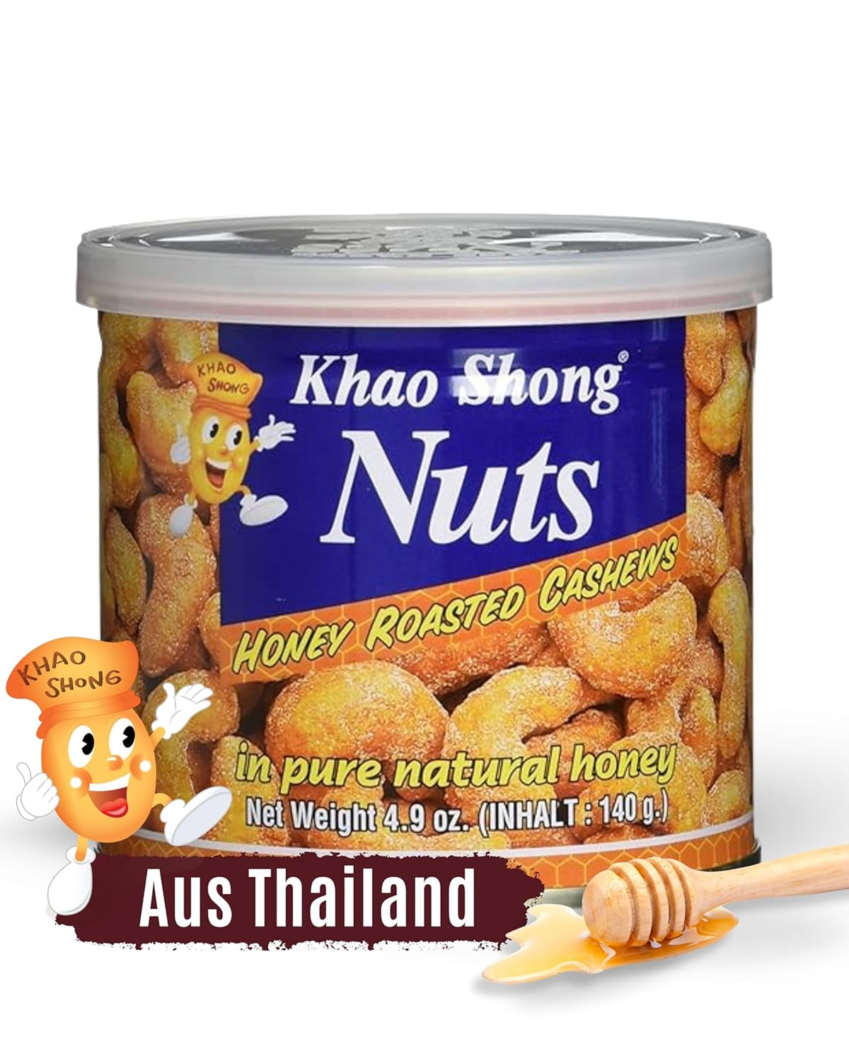 Khao Shong Gebratene grüne Erbsen mit Wasabi, knusprige Erbsen in würzigem Teig, eine fettarme Alternative zu Nüssen, mittelscharf, 1 140-g-Dose | 140 g (1 Packung)