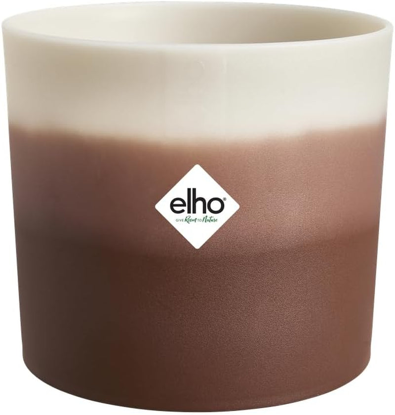 elho Runder Topf mit Farbverlauf 16 cm – Blumentöpfe für den Innenbereich – 100 % recycelter Kunststoff – Ø 15,9 x H 14,7 – Braun/Zedernbraun