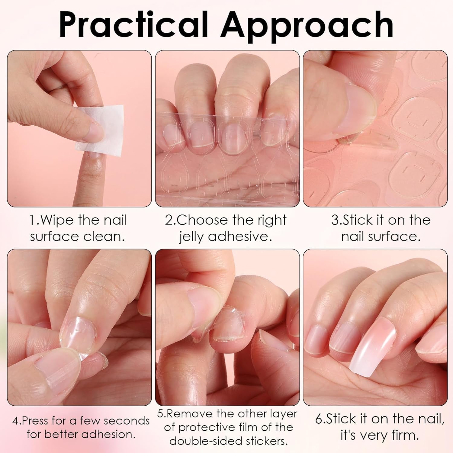 48 Stück kurze Nägel zum Aufkleben, 2 Stile, kurze quadratische französische Nägel mit Nagelkleber und Nagelfeile, rosa, weiße Ombre-Kunstnägel für Frauen