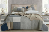Chezmoi Collection Addy Patchwork-Steppdecken-Set, vorgewaschene Baumwolle, leicht, wendbar, für alle Jahreszeiten, übergroß, 3-teilig, Marineblau, Weiß, Grau, Taupe, karierte Steppdecken und Steppdecken, Naty Shop