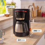 Bosch MyMoment TKA6M273 Filter-Espressomaschine, 1 l Thermokaraffe, 8–12 Tassen, Anti-Tropf-System, rotierender Filterhalter, Entkalkungsprogramm, abnehmbarer Wassertank, 1200 Watt, mattschwarz