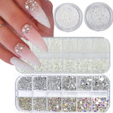 GZMAYUEN Nail Art Perlen Micro Caviar Für Nägel, 0.3-3Mm Goldene Silber Mini Caviar Strasssteine, Weiß Beige Mini Nägel Perlen Mikroperlen Dekor Für Nägel