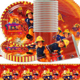 Feuerwehrmann-Mottoparty-Geschirrset, Feuerwehrmann-Geburtstagsparty-Dekorationen, 61-teilig, für 20 Gäste