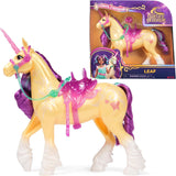 Unicorn Leaf Unicorn Academy – 28 cm großes Original-Ava-Einhorn aus der Netflix-Serie mit echter Mähne und Schweif, abnehmbarem Zaumzeug, Sattel und Bürste, für Kinder ab 4 Jahren