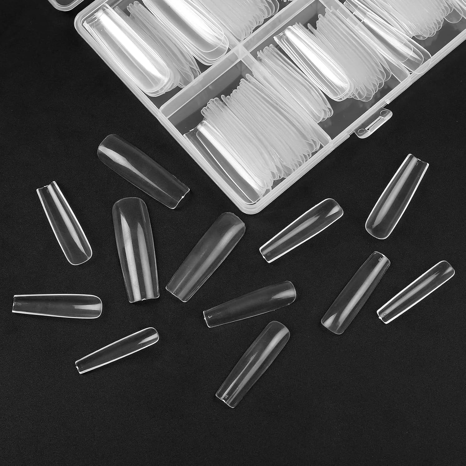 240 Stück klare künstliche Nägel, künstliche Nagelspitzen, lange Nägel mit vollständiger Abdeckung, Ballerina-Nagelspitzen, französische Nagelspitzen mit vollständiger Abdeckung für die Maniküre